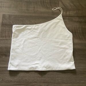 Aritzia Babaton Contour One Shoulder Cropped Cami White Size Medium